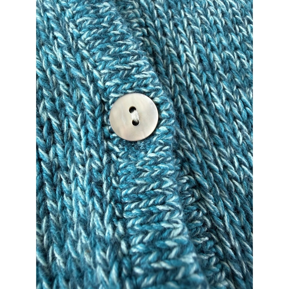 L.L.Bean Button Front Cardigan 100% cotton knit Teal Marled  Womens 3XL - Picture 3 of 10